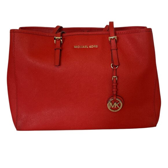 MICHAEL Michael Kors Handbags - Michael by Michael Kors, Red Jet Set Leather Tote Bag